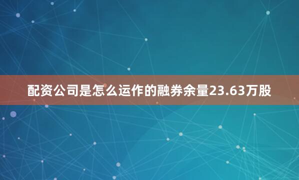 配资公司是怎么运作的融券余量23.63万股